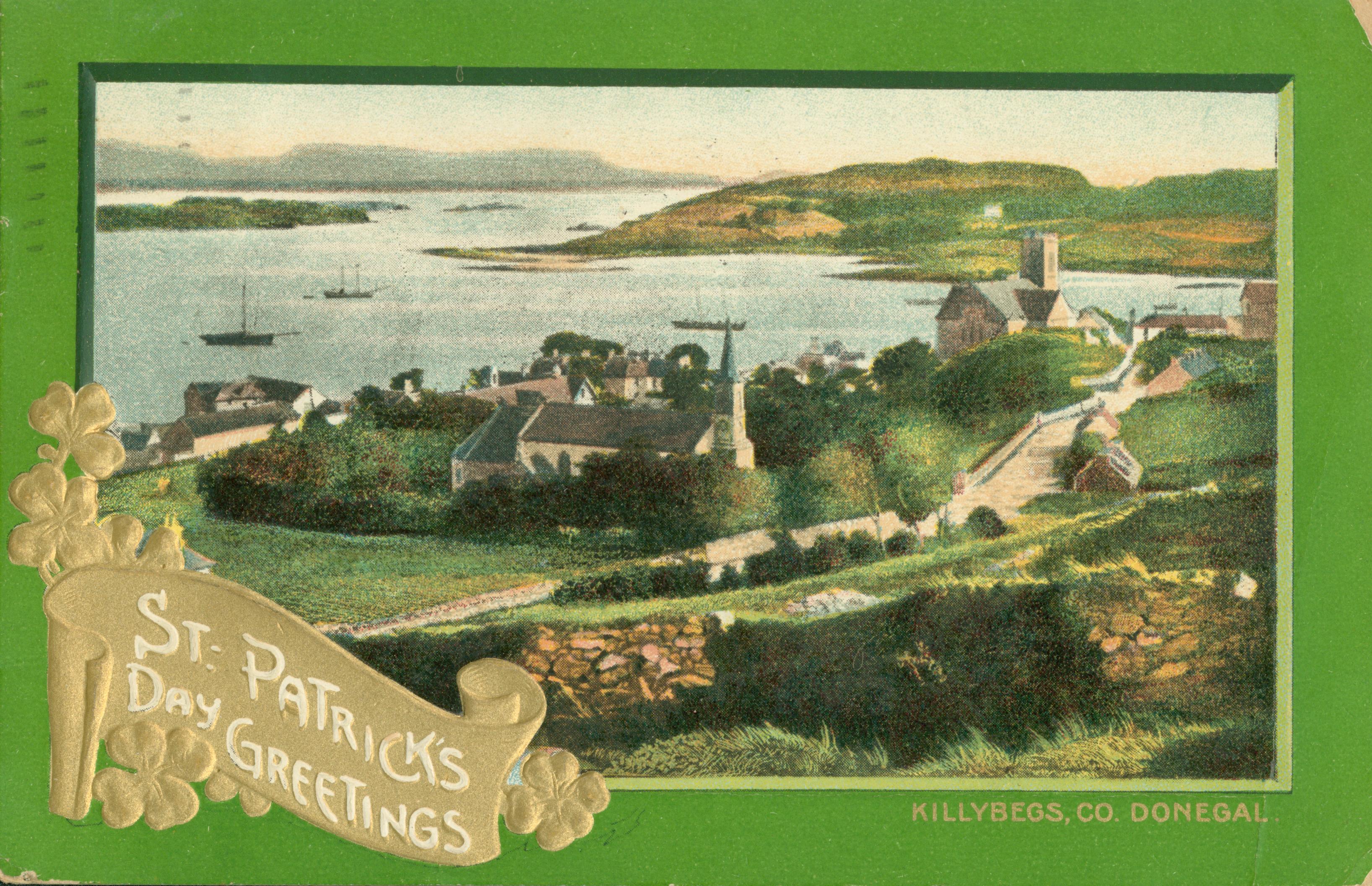 Shows a hilltop view of Killybegs