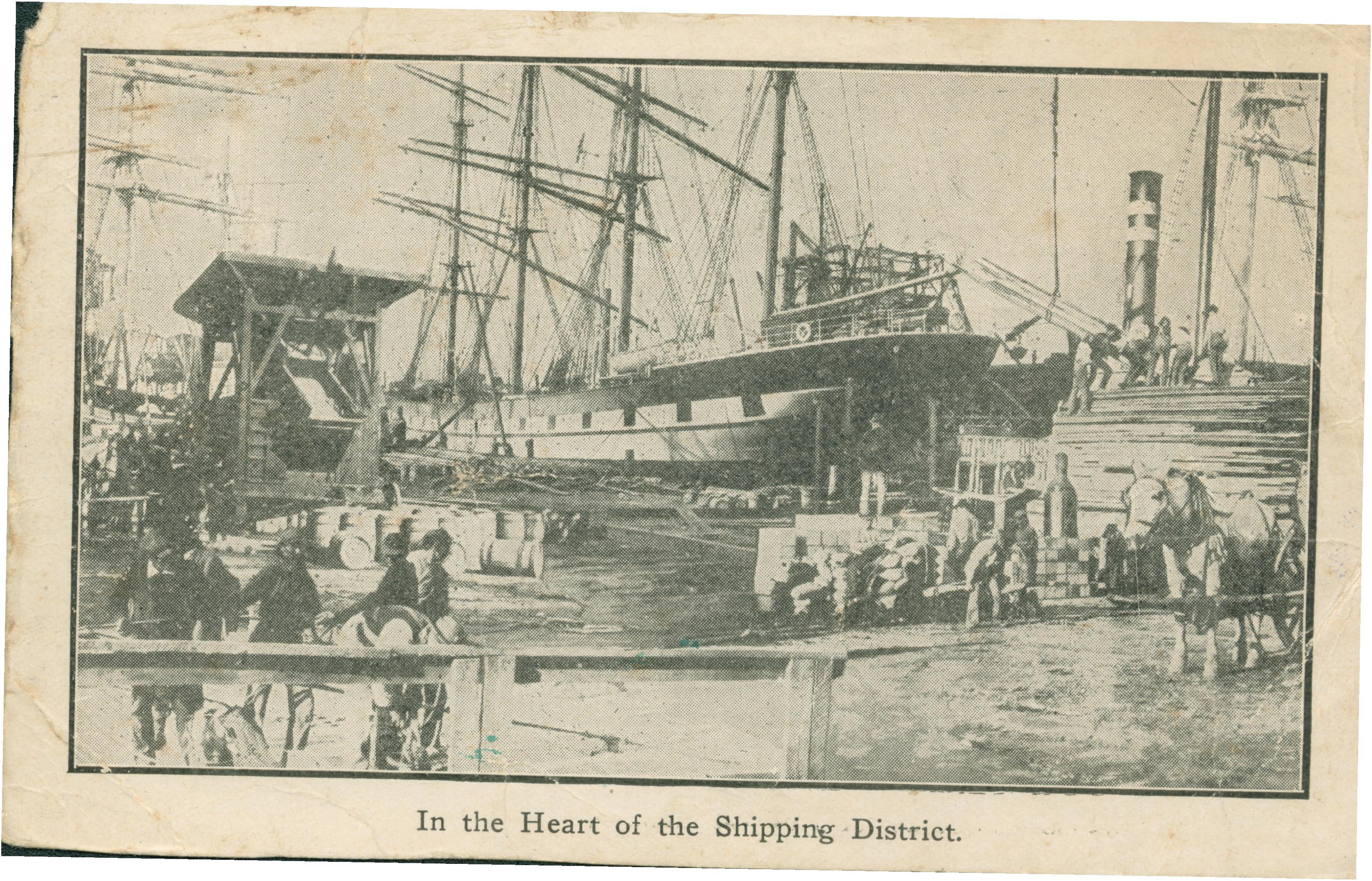 Shows an image of the shipping district in San Francisco.