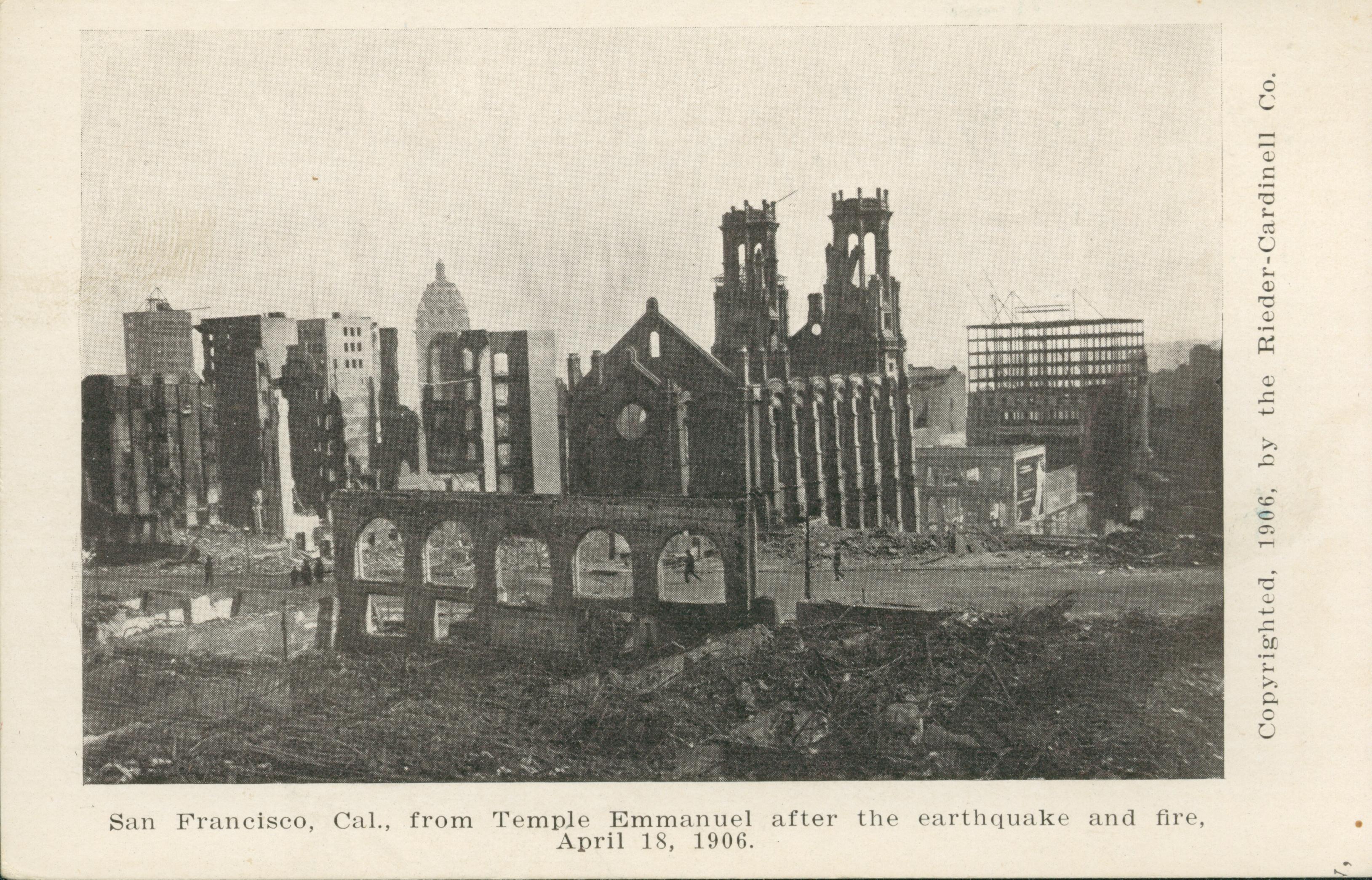Shows the destruction of a  Temple in San Francisco.