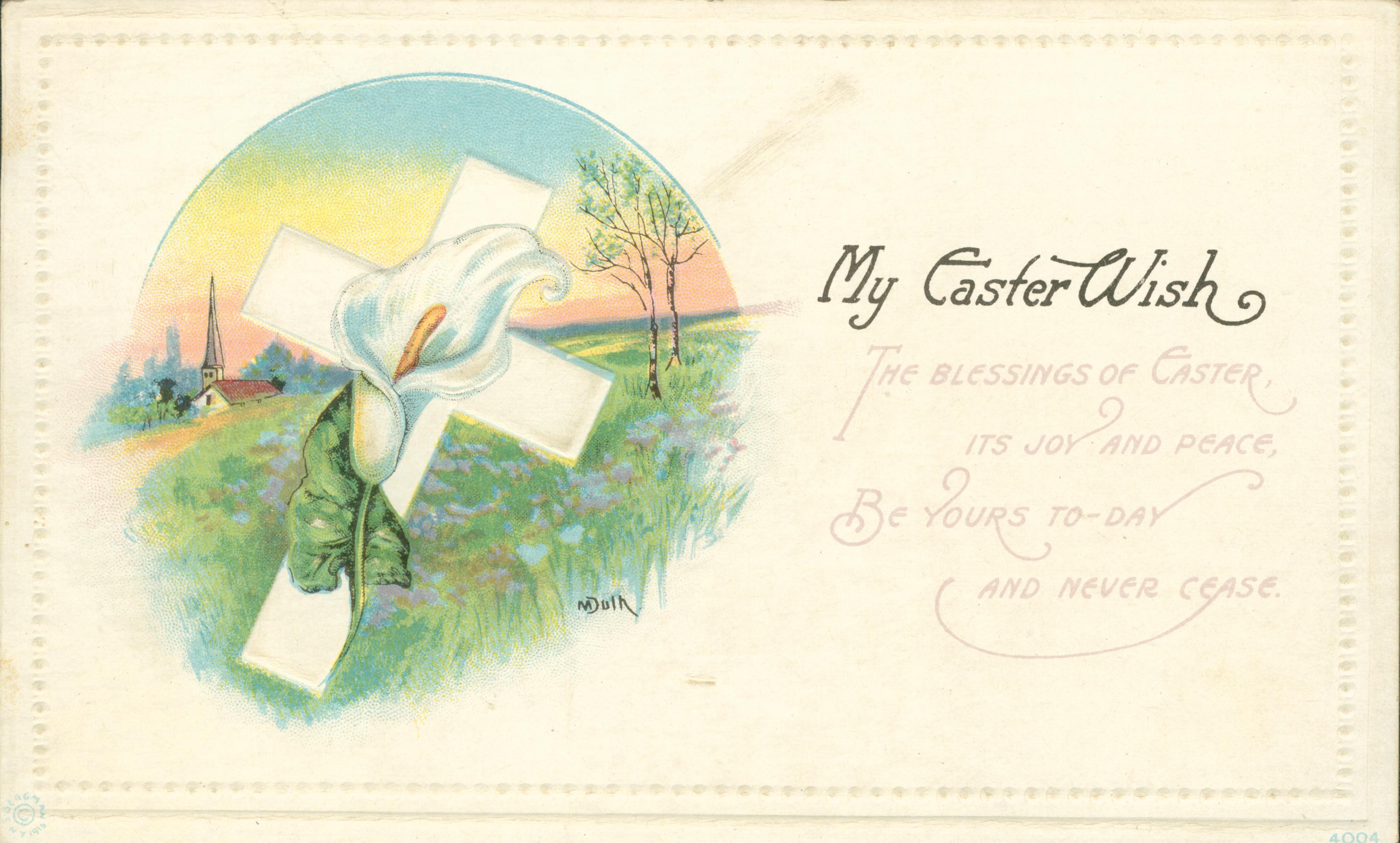 Image of a flower on a cross with an Easter poem.