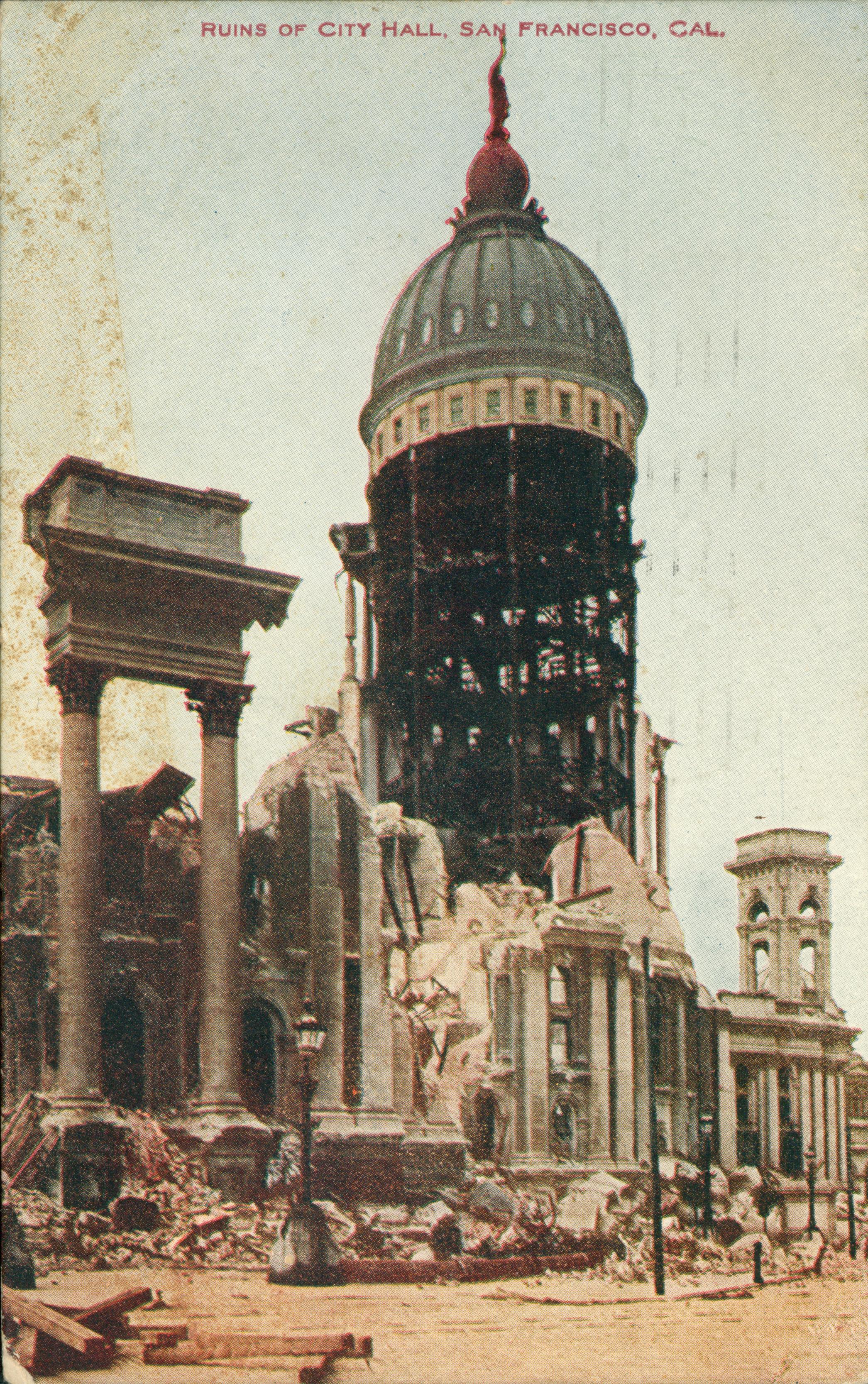 Photo showing the ruins of City Hall.