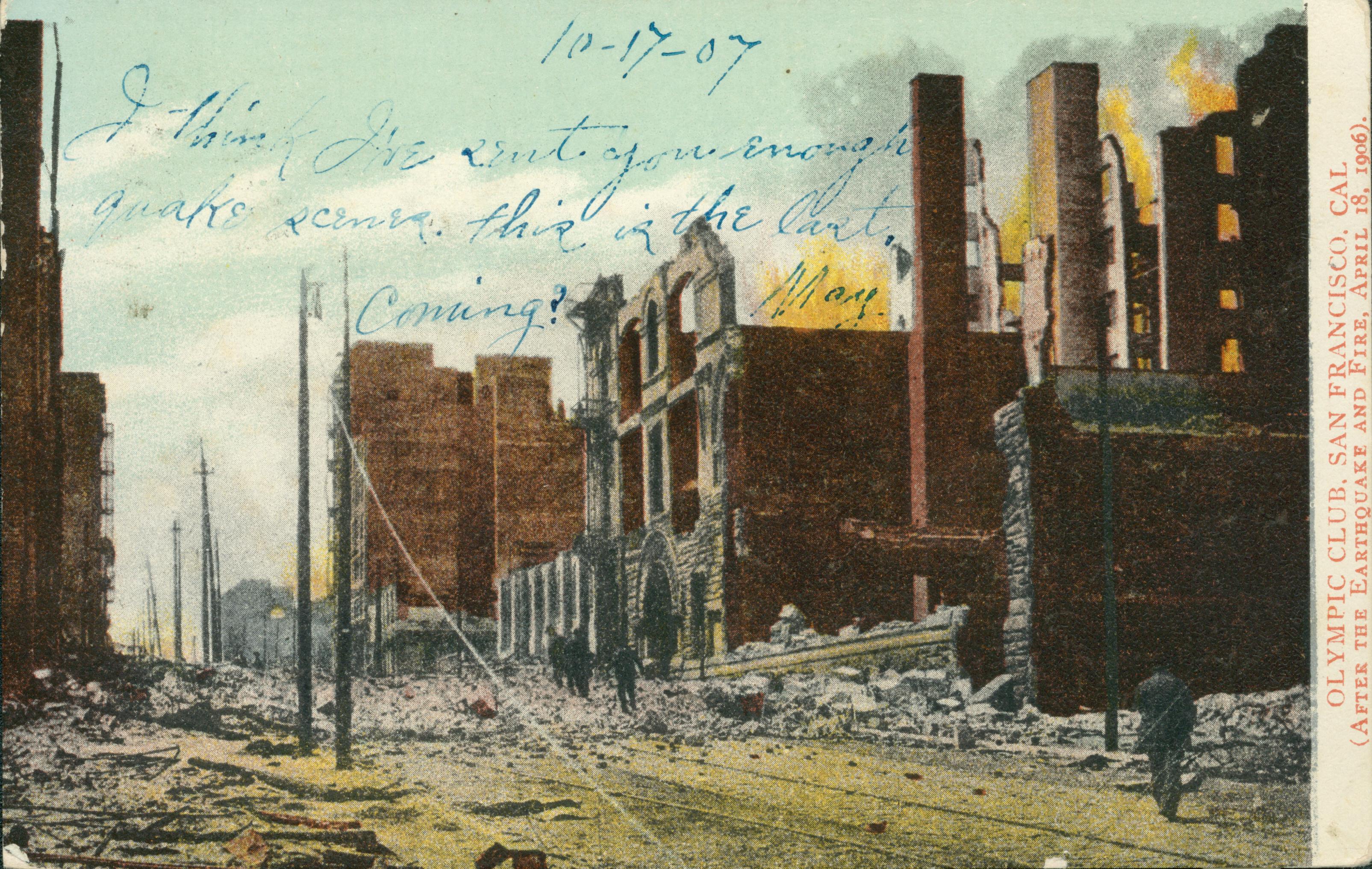 Drawing of the destruction of the Olympic Club.