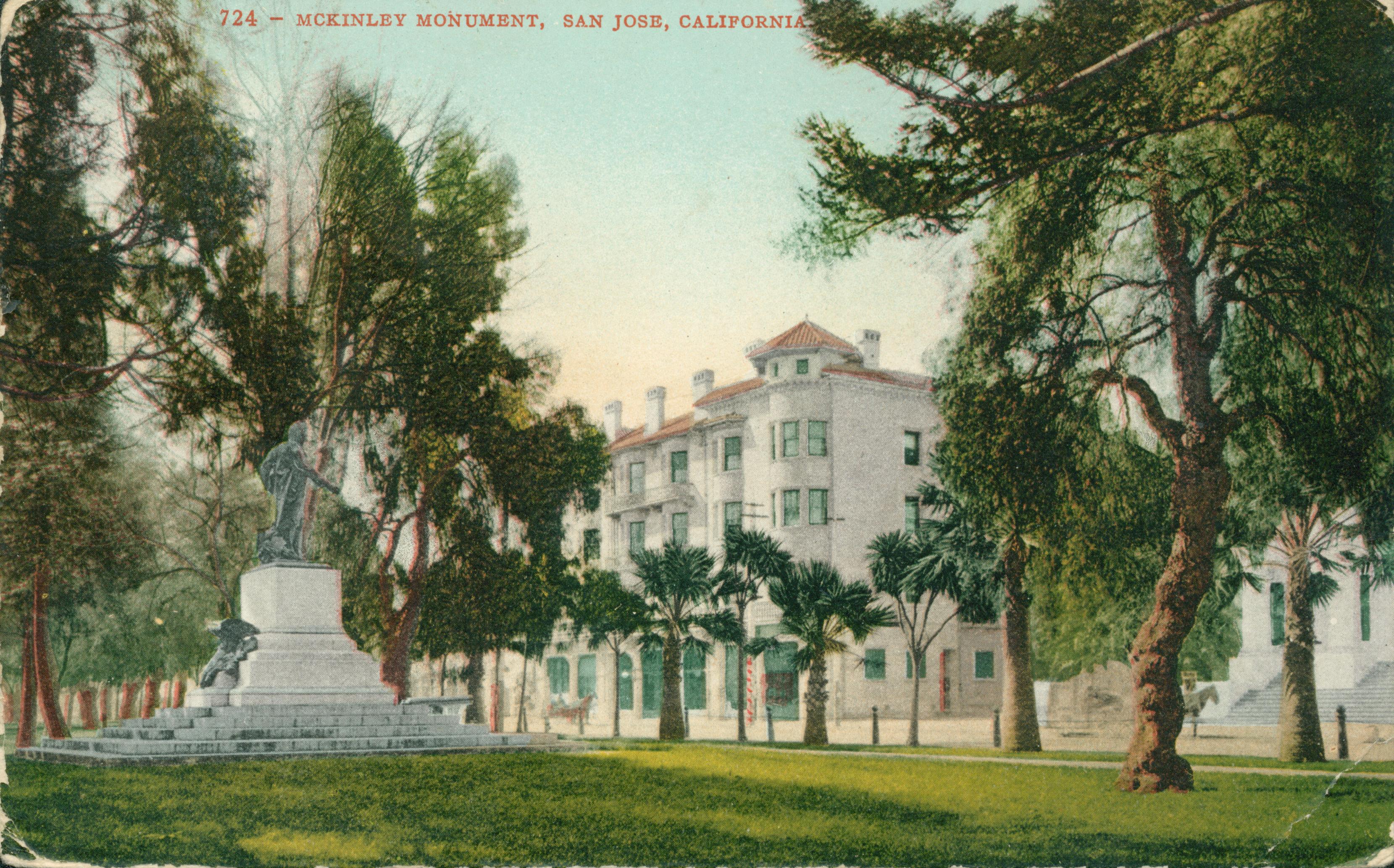 McKinley Monument, San Jose, California, park with buildings and trees