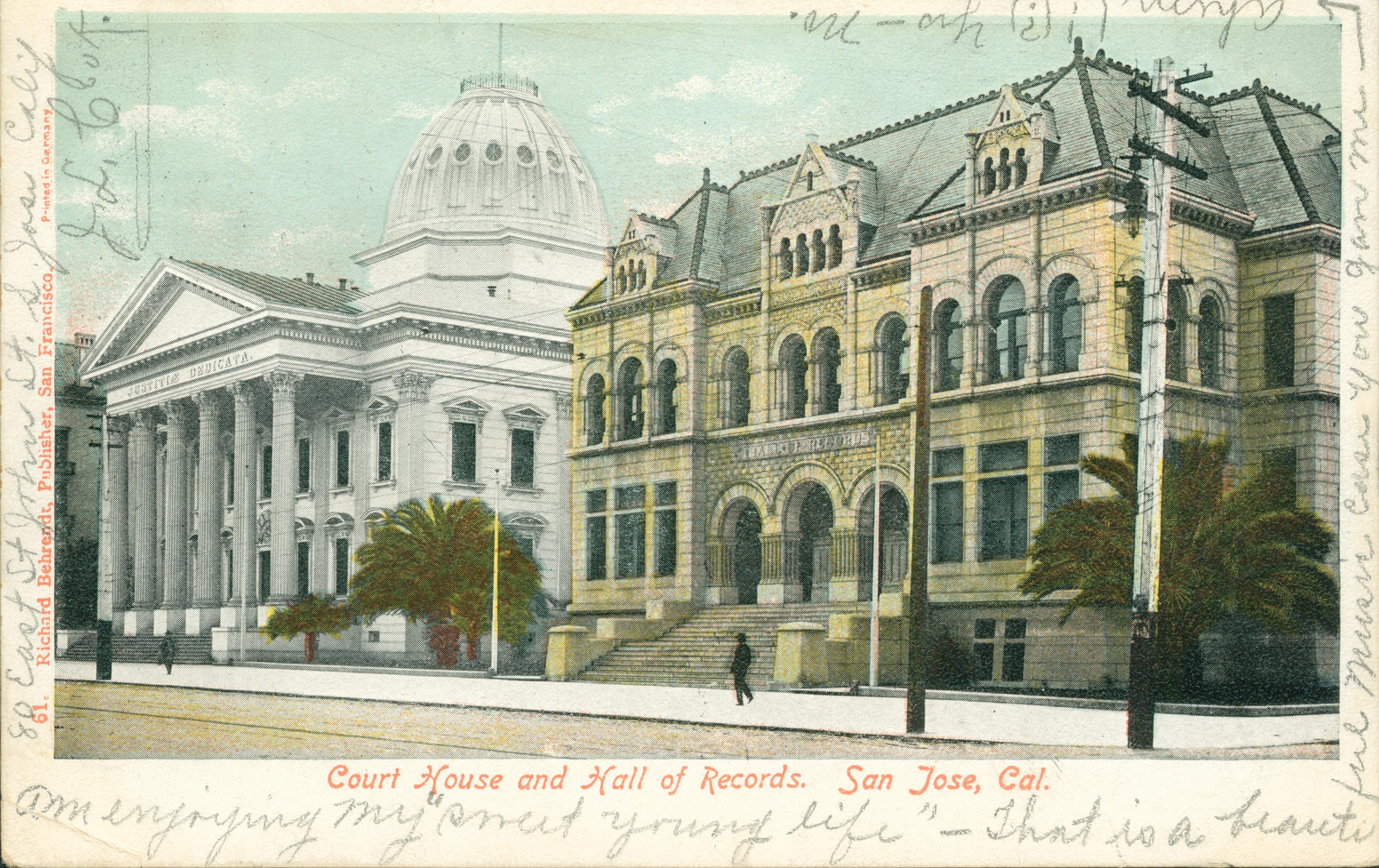 Exterior view of the Court House and Hall of Records