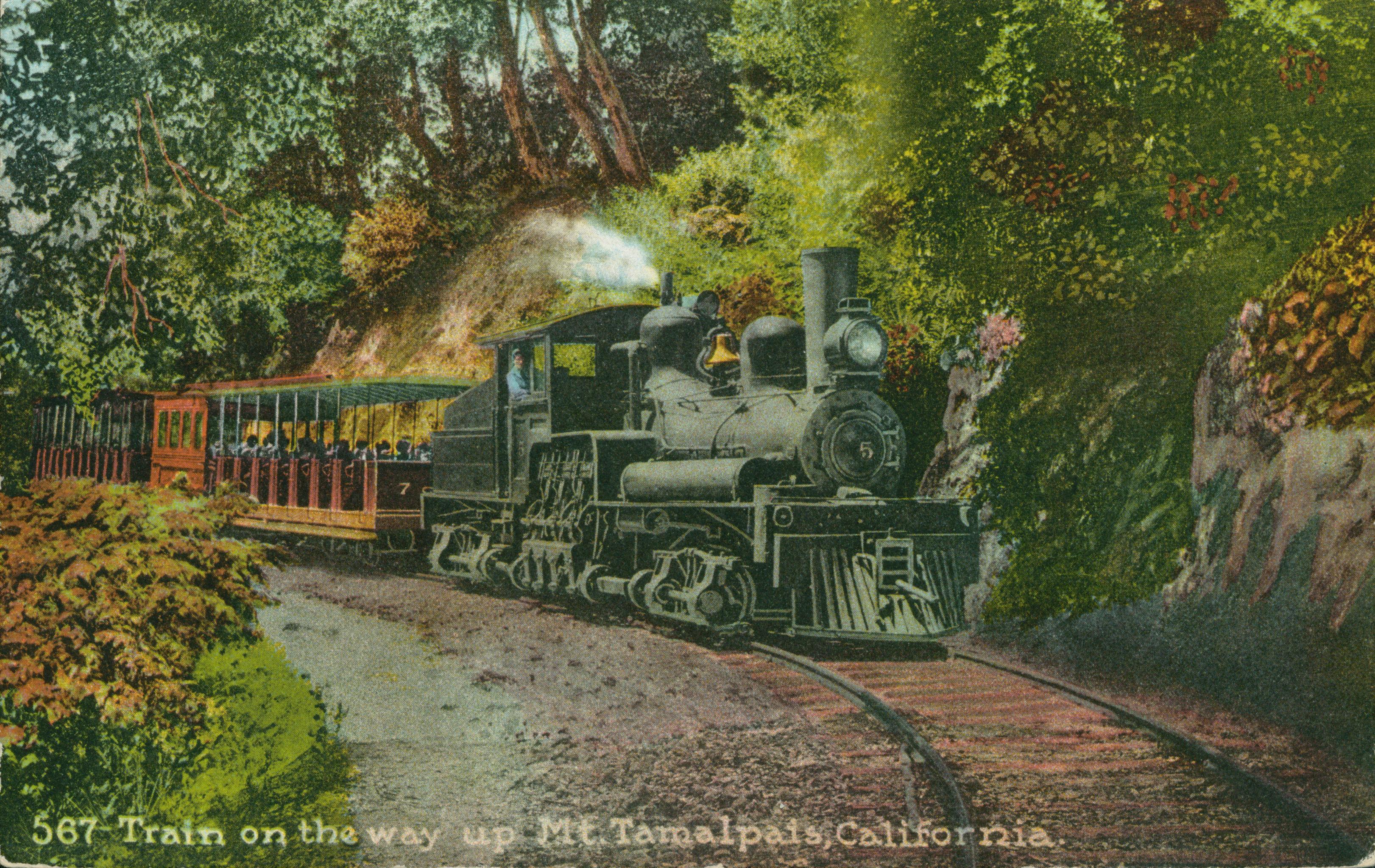 The train on the way up Mt. Tamalpais, California
