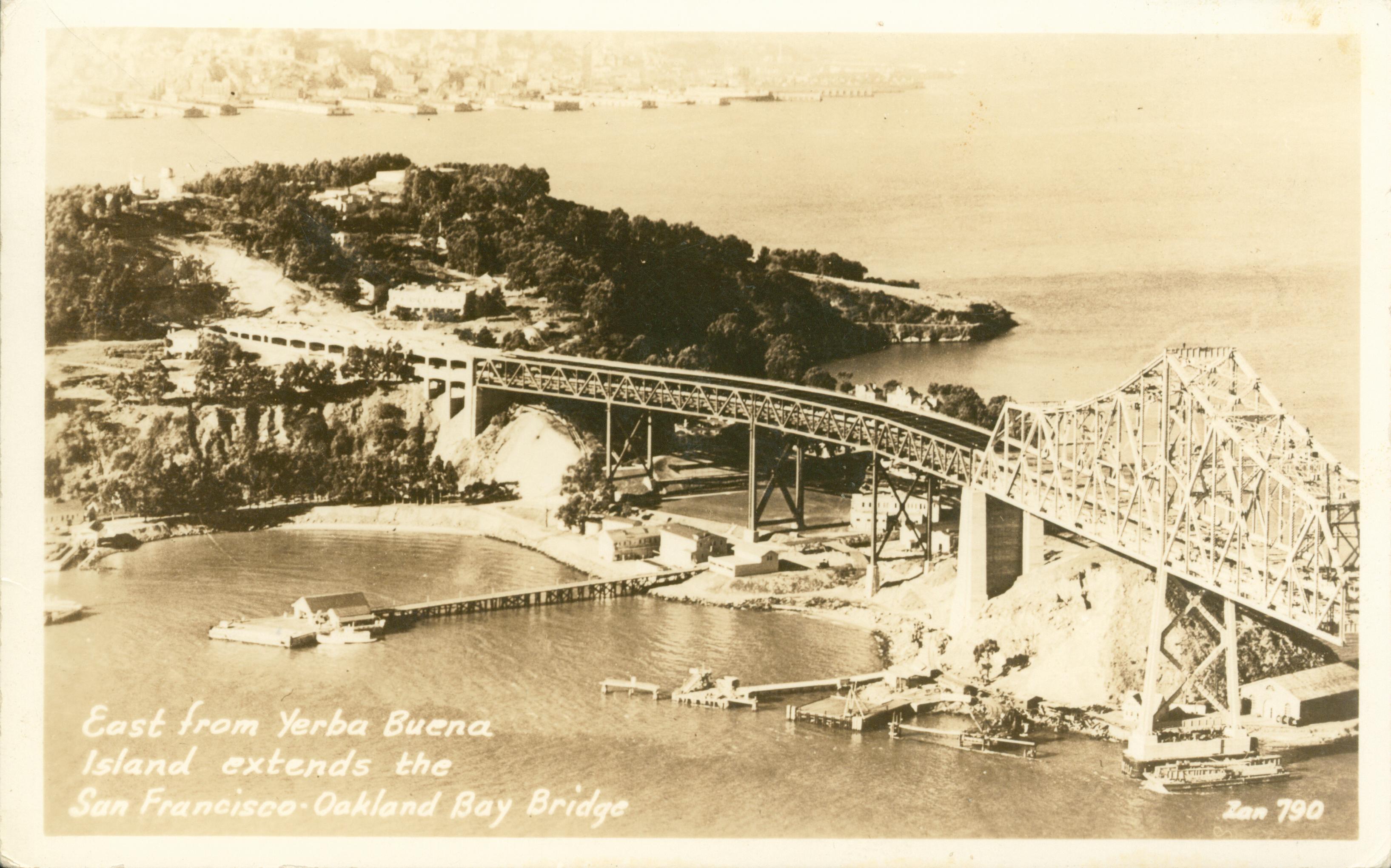View of the San Francisco-Oakland Bay Bridge and Yerba Buena Island and San Francisco Bay
