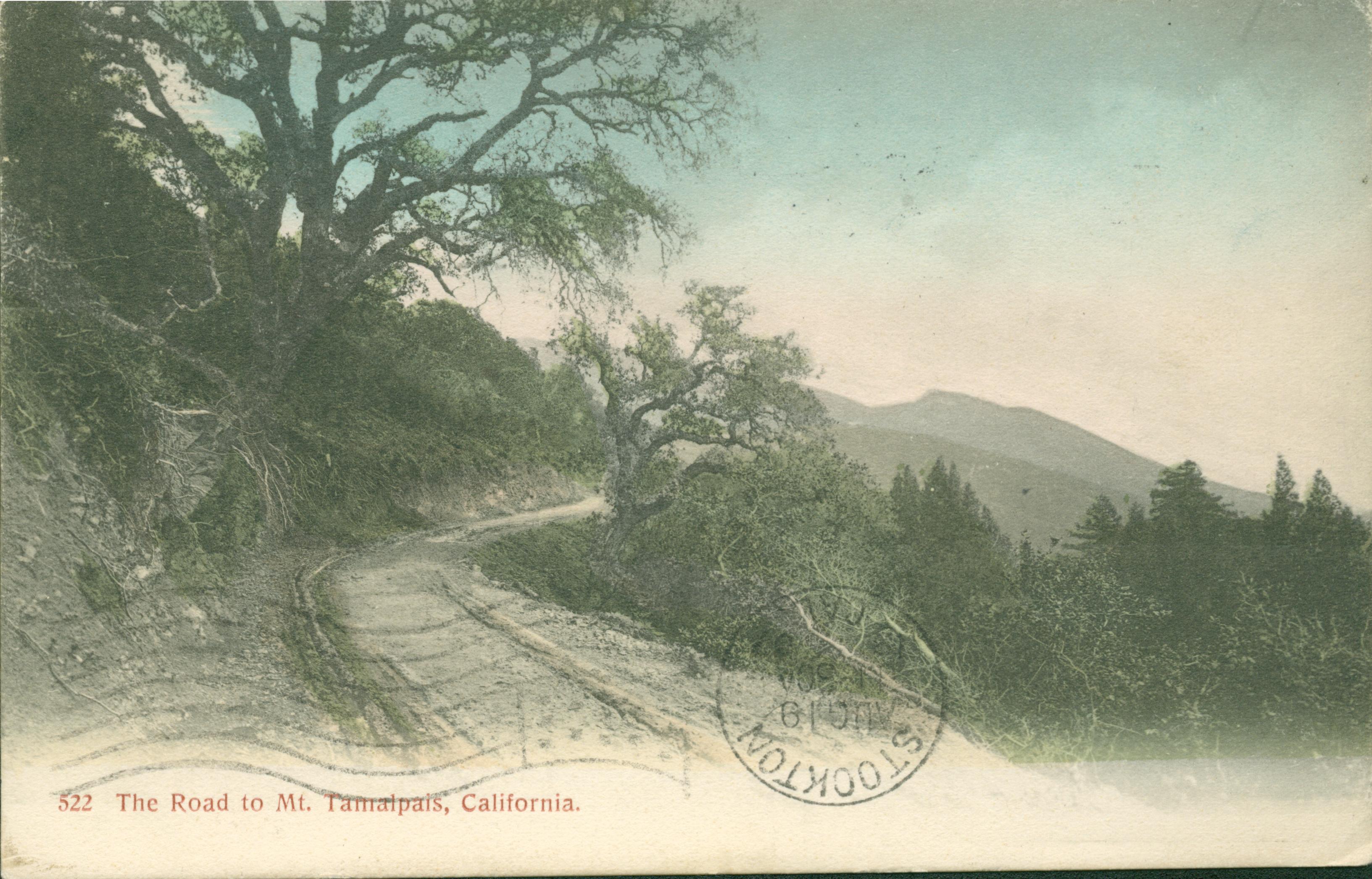 The road to Mt. Tamalpais, mountains and trees surround the road