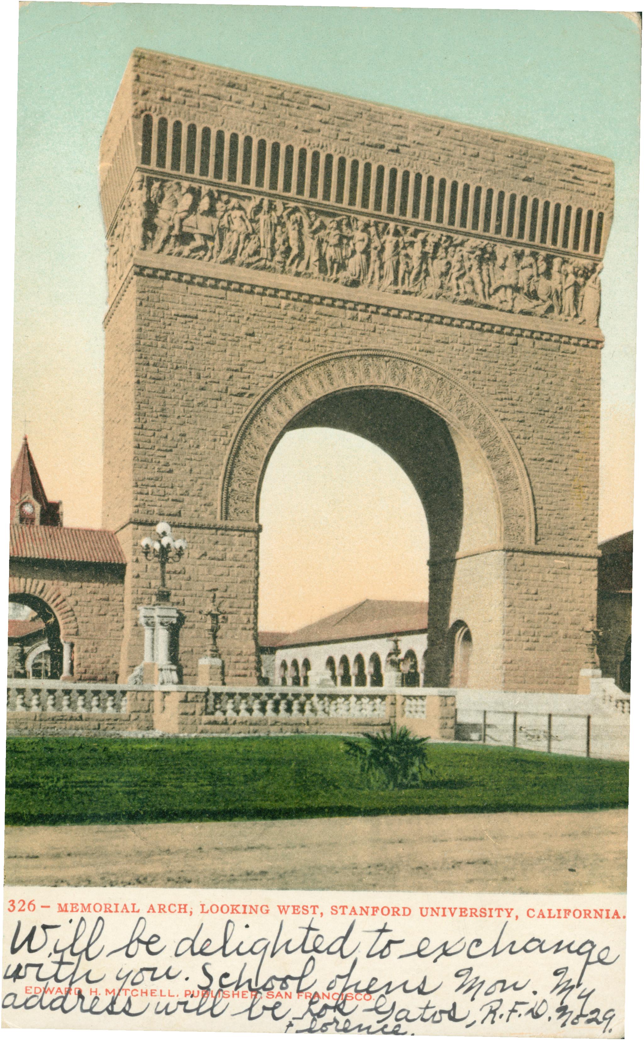 View of Memorial Arch in the Stanford University Quad