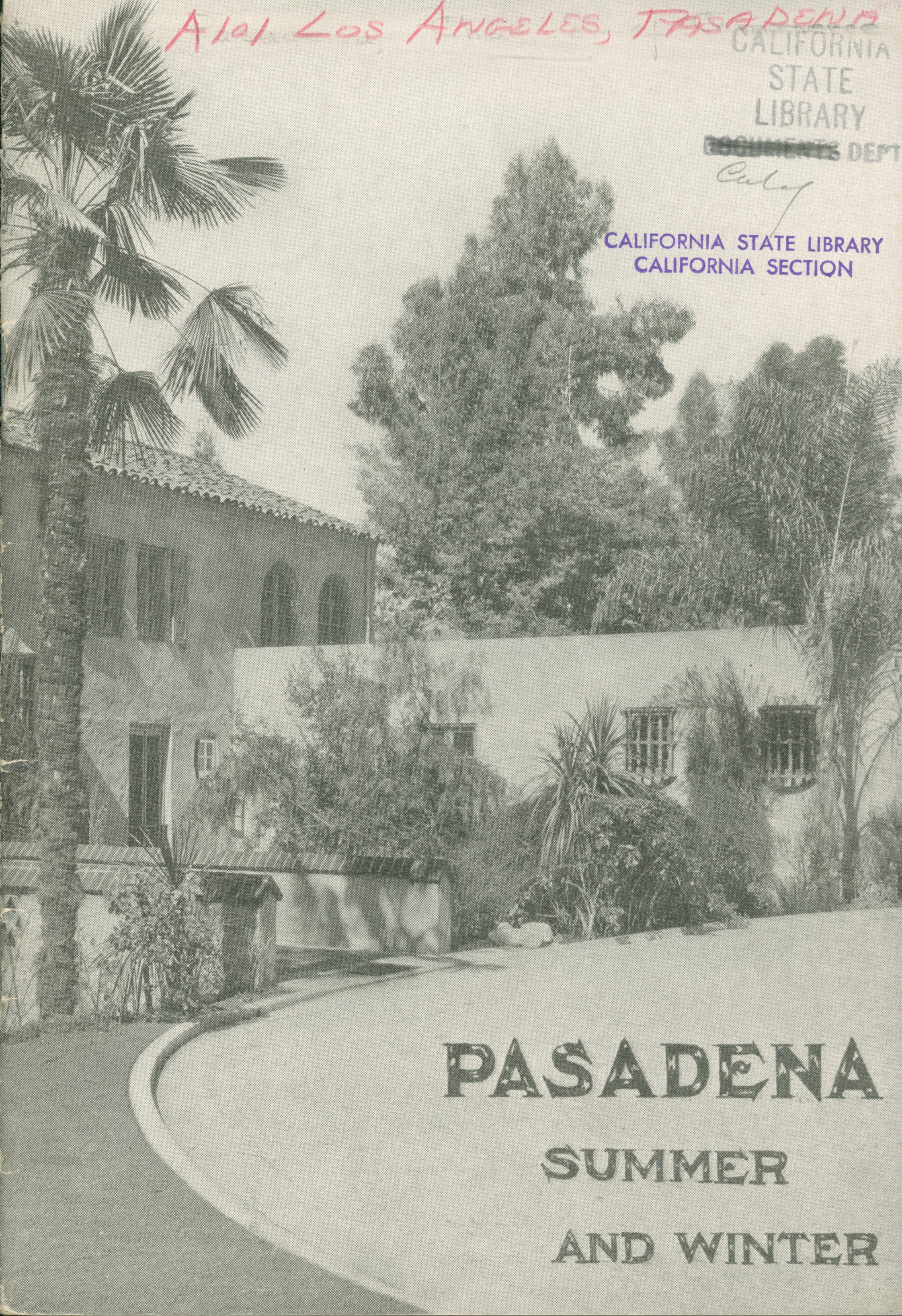 Front cover shows a building, driveway and grounds