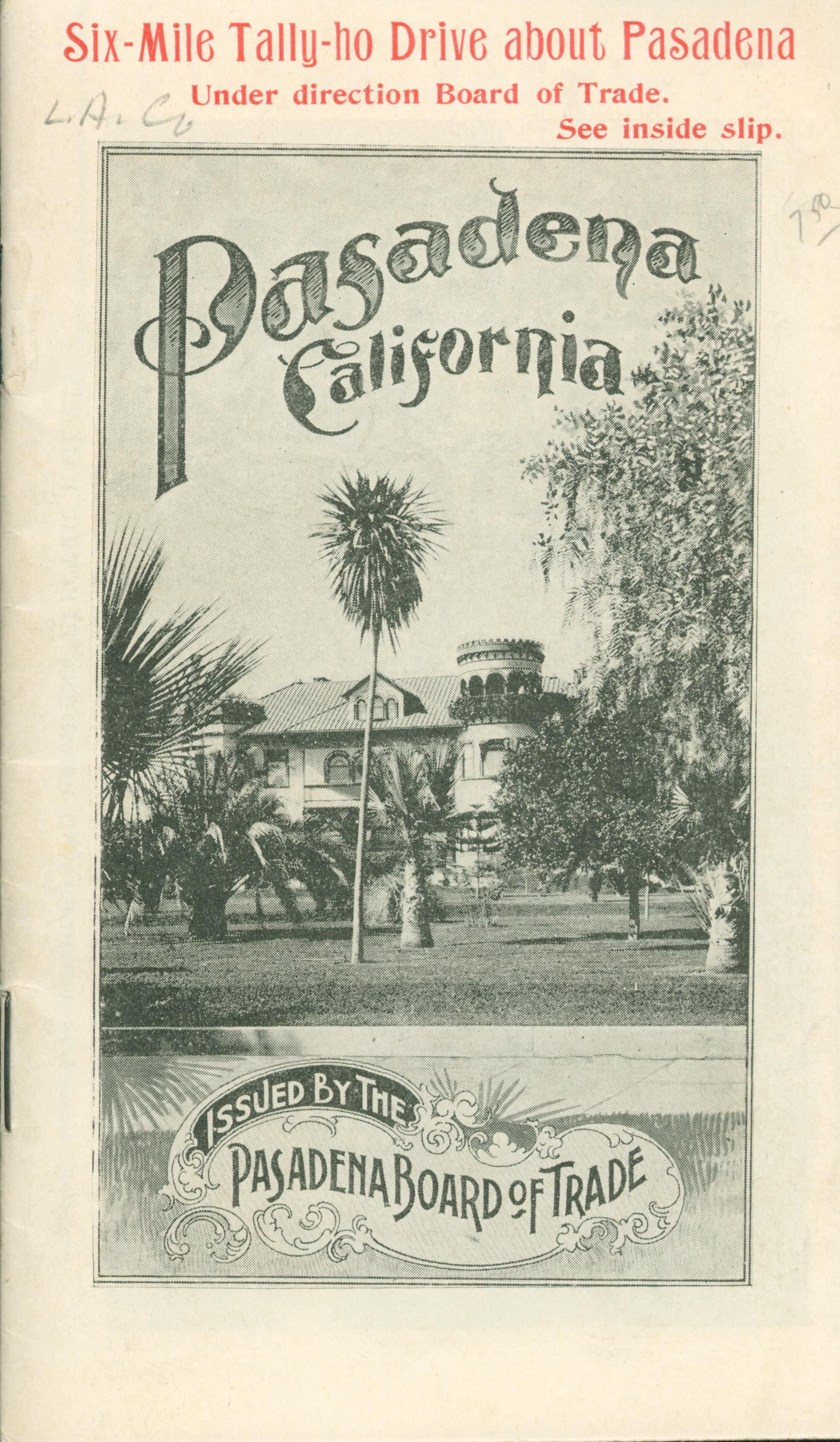 Front cover shows a large building, possibly a hotel, with grounds