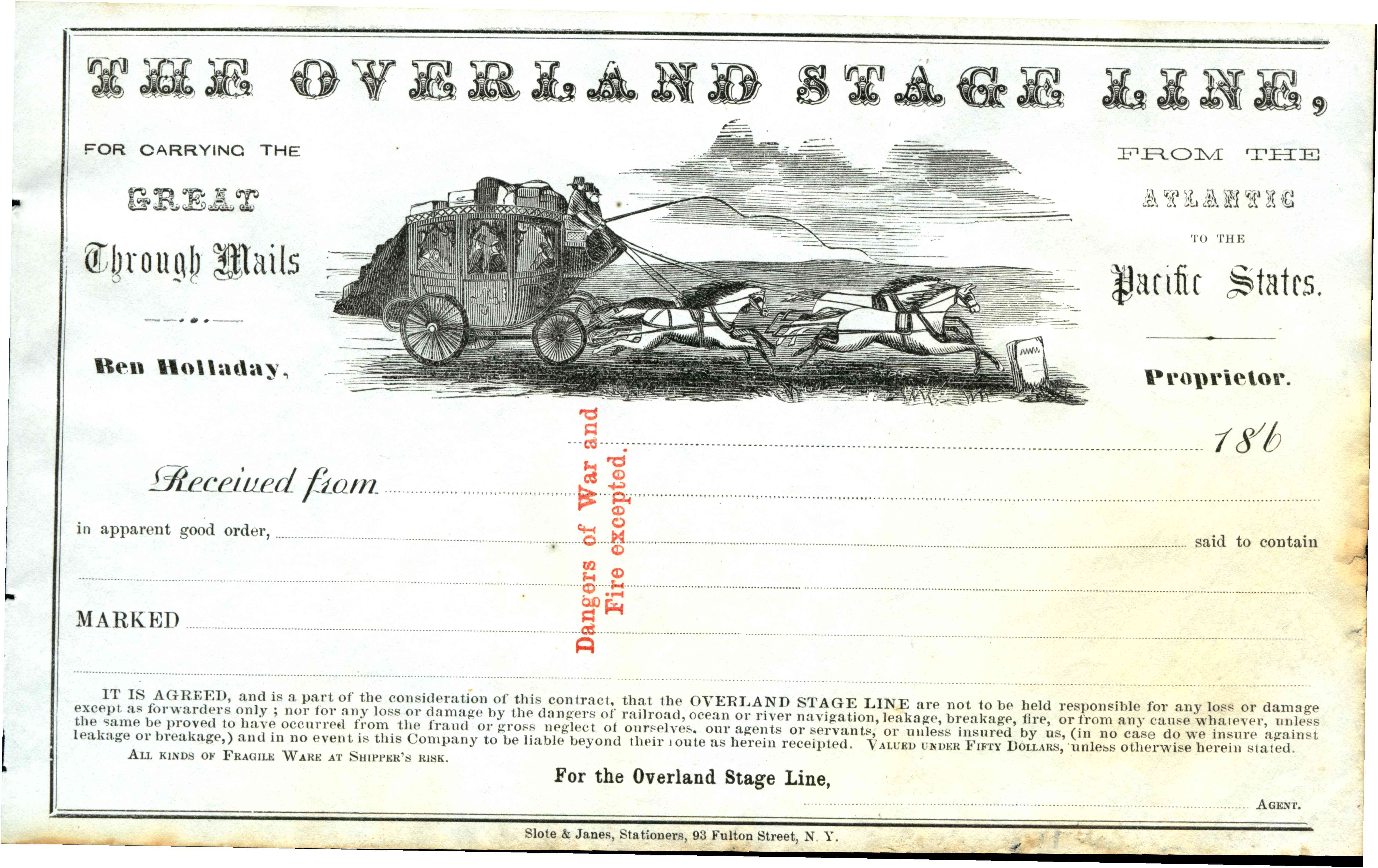 Receipt with Stagecoach and horses