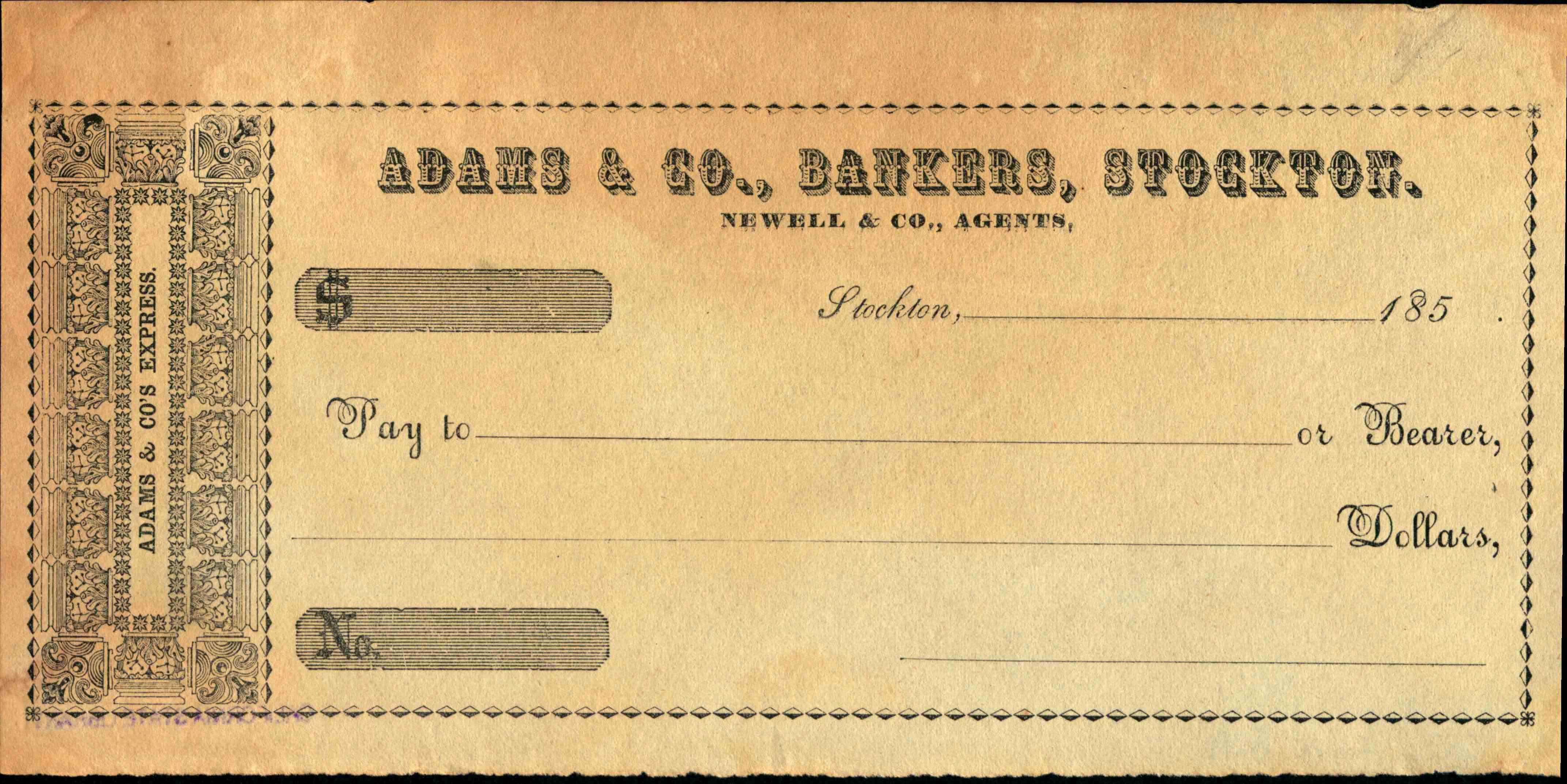 Design with Adams & co's express logo on the left hand side of receipt