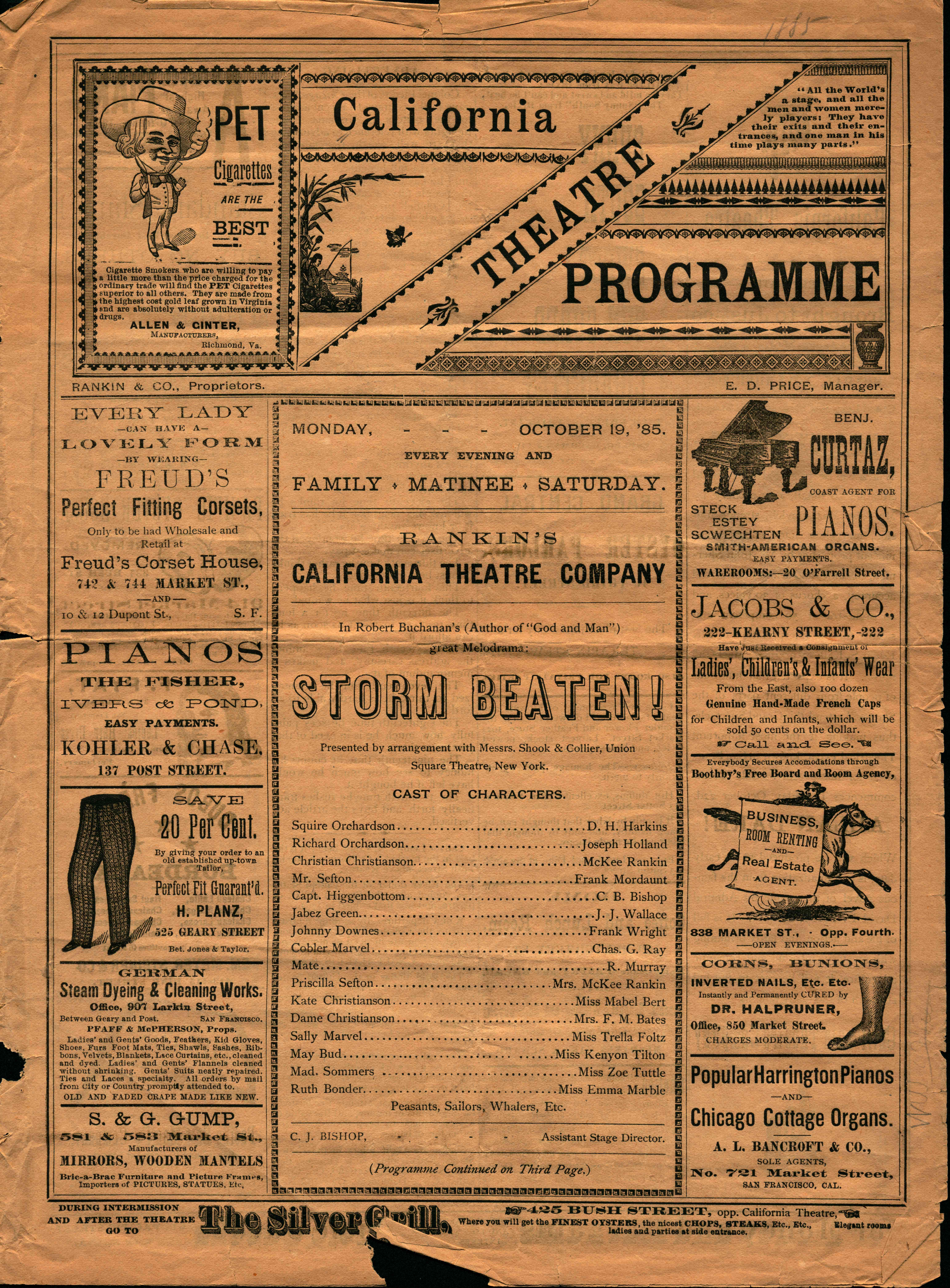 Front cover shows theatre information plus information about the upcoming performance and ads