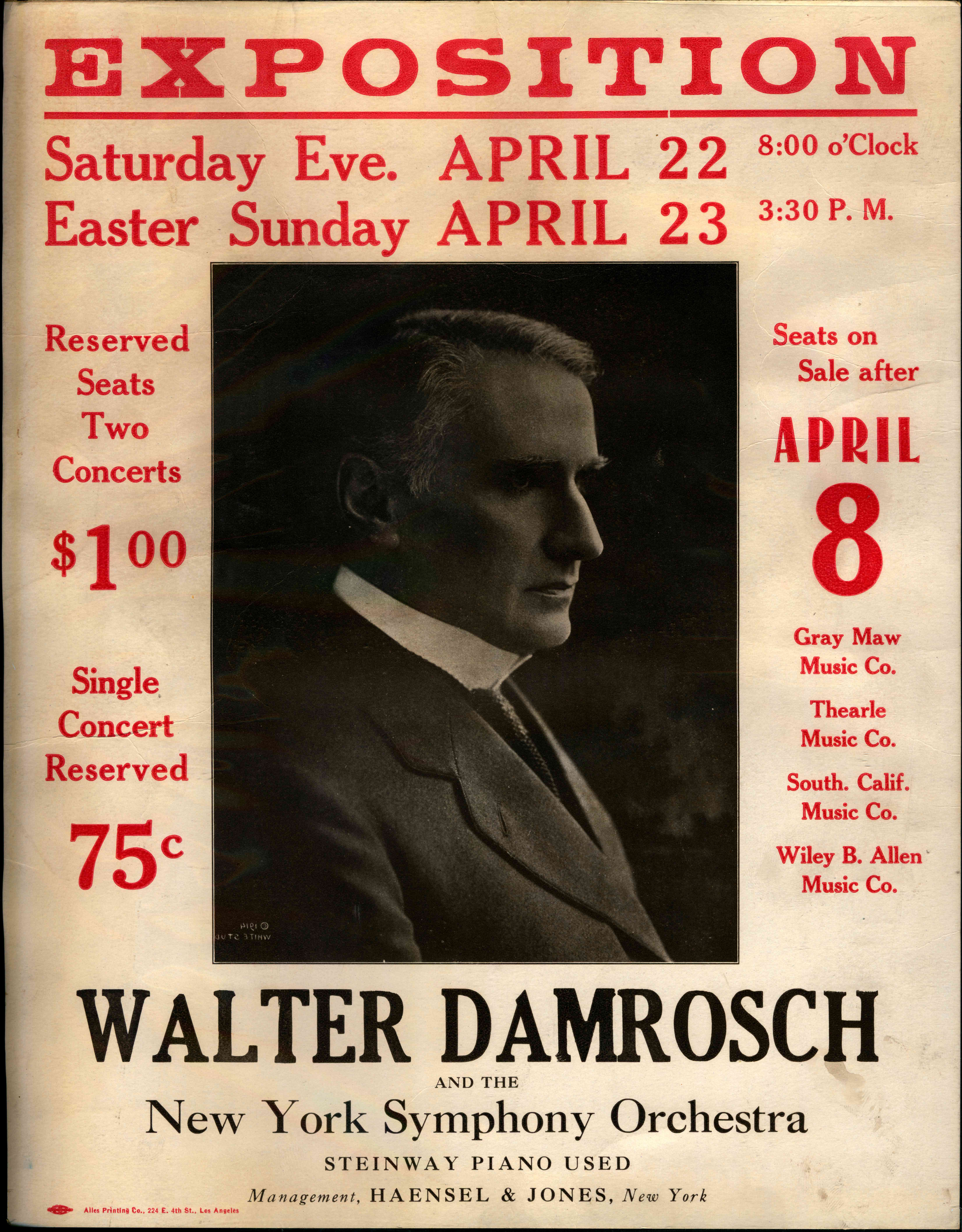 A picture of Walter Damrosch in the middle of the page