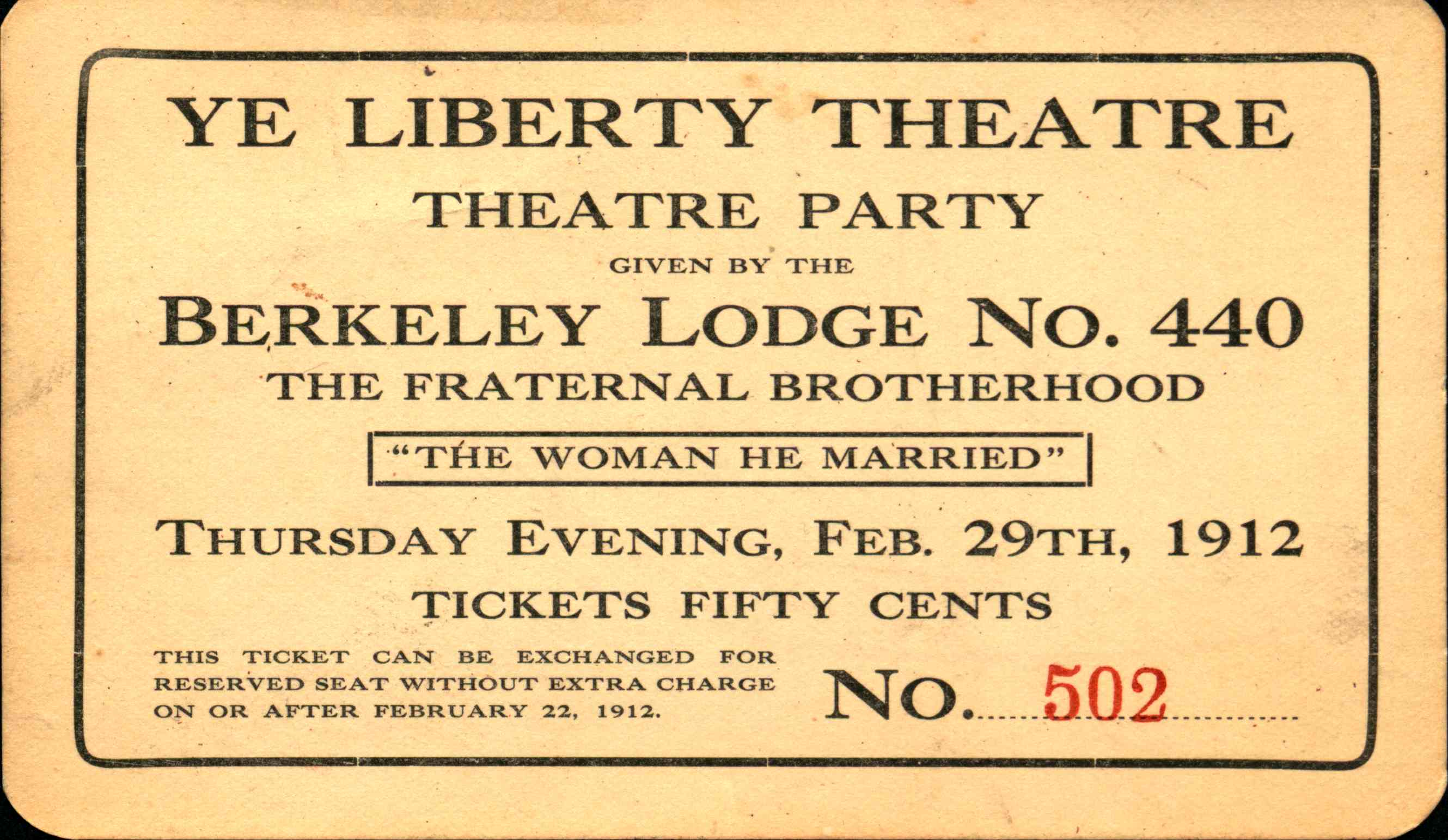 Ticket shows play information