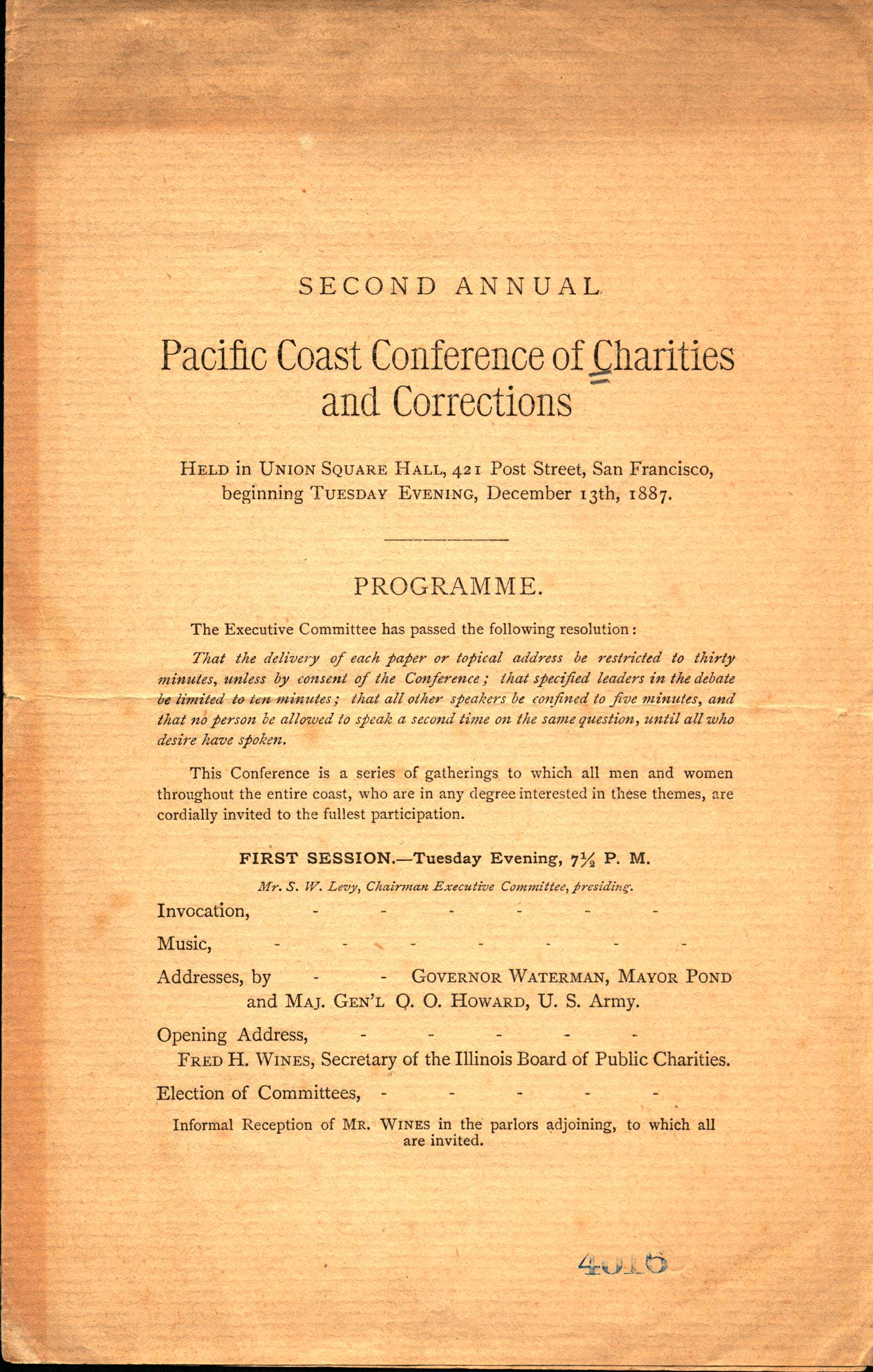 Front cover of program shows information about the first conference session