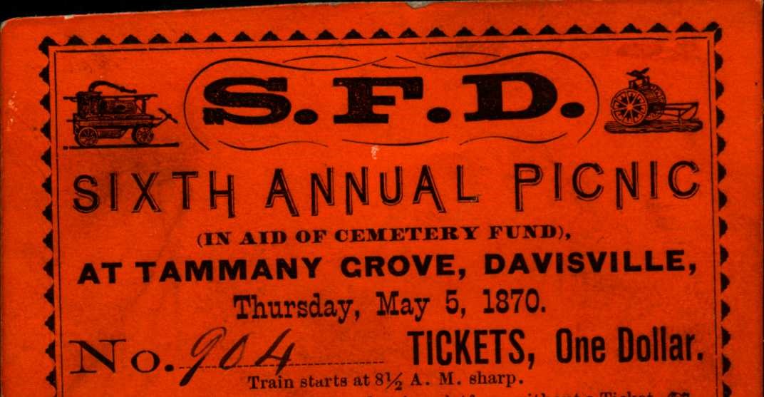 Ticket shows picnic information including location and date
