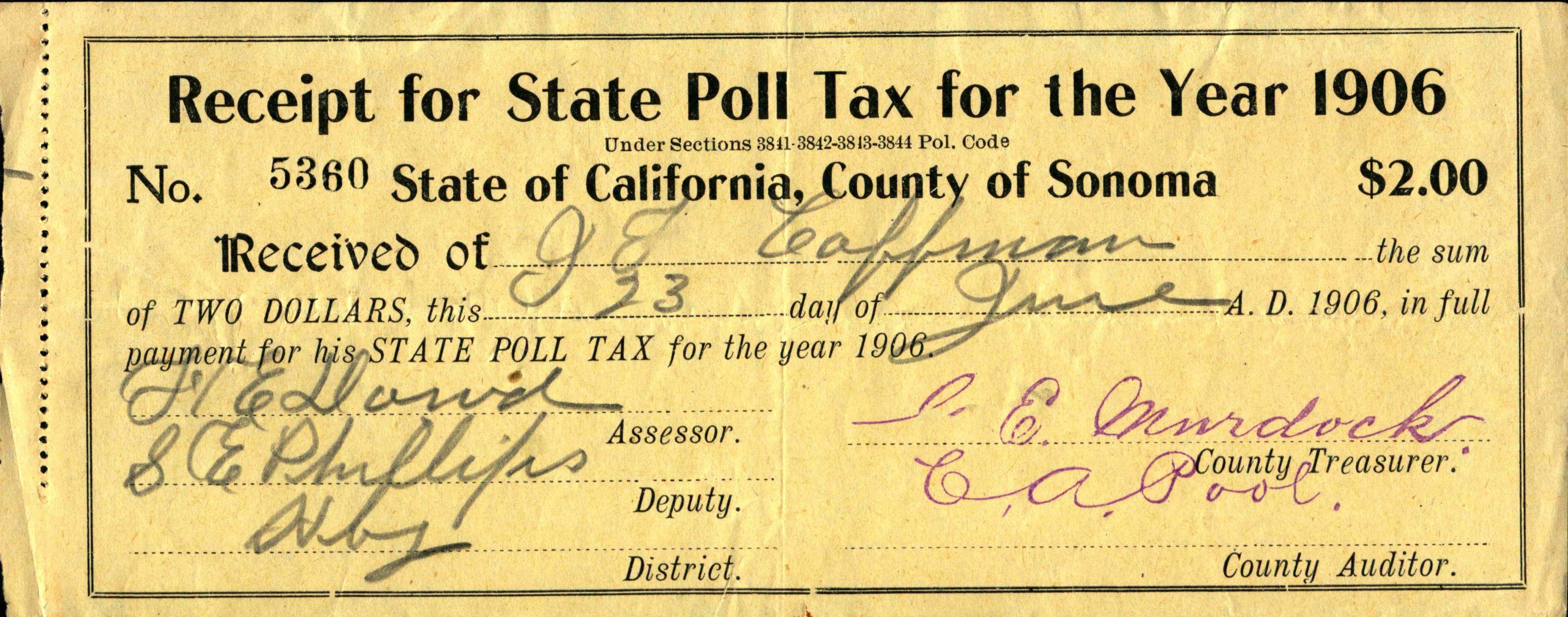 Poll tax for Sonoma