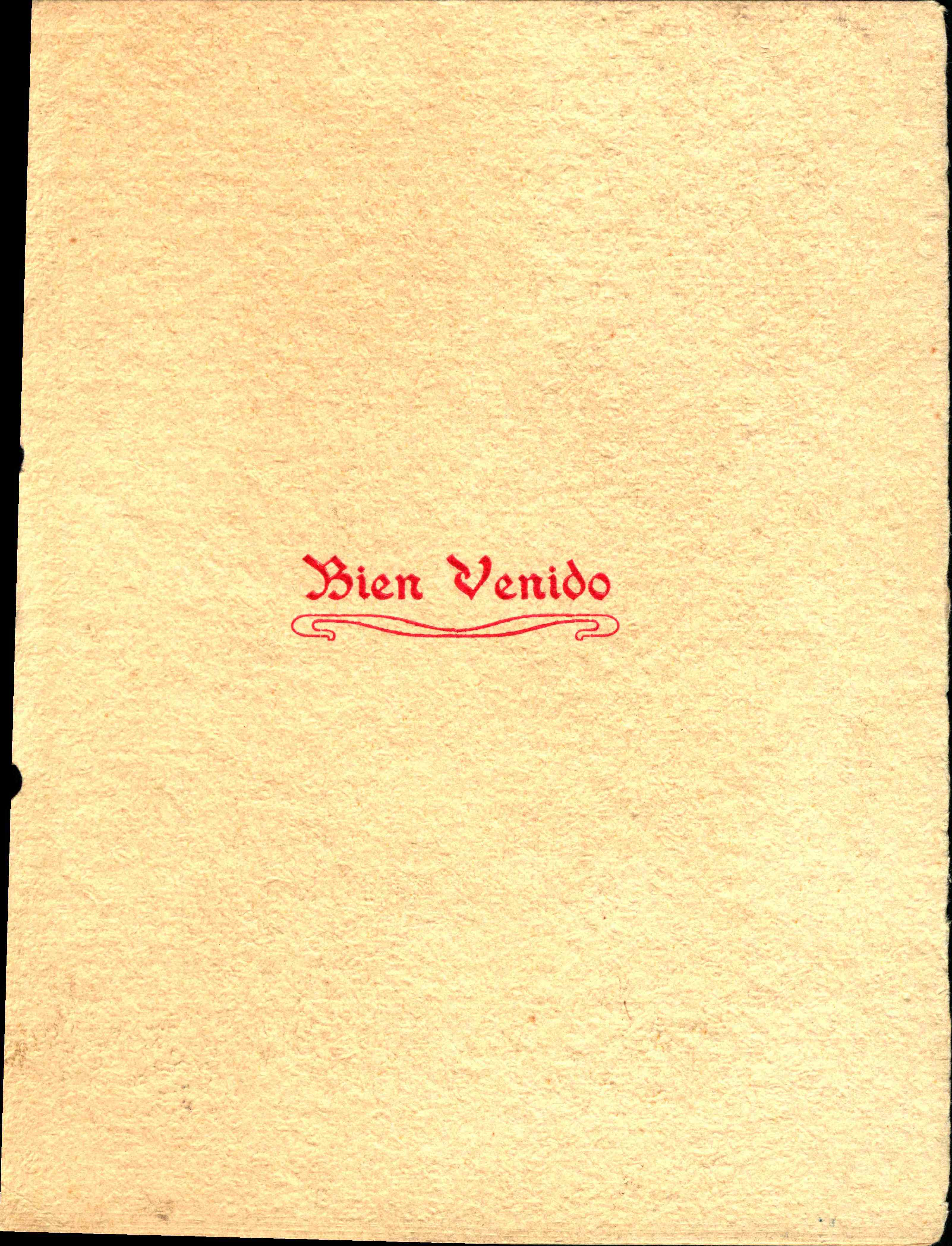 Bien Venido written in red ink