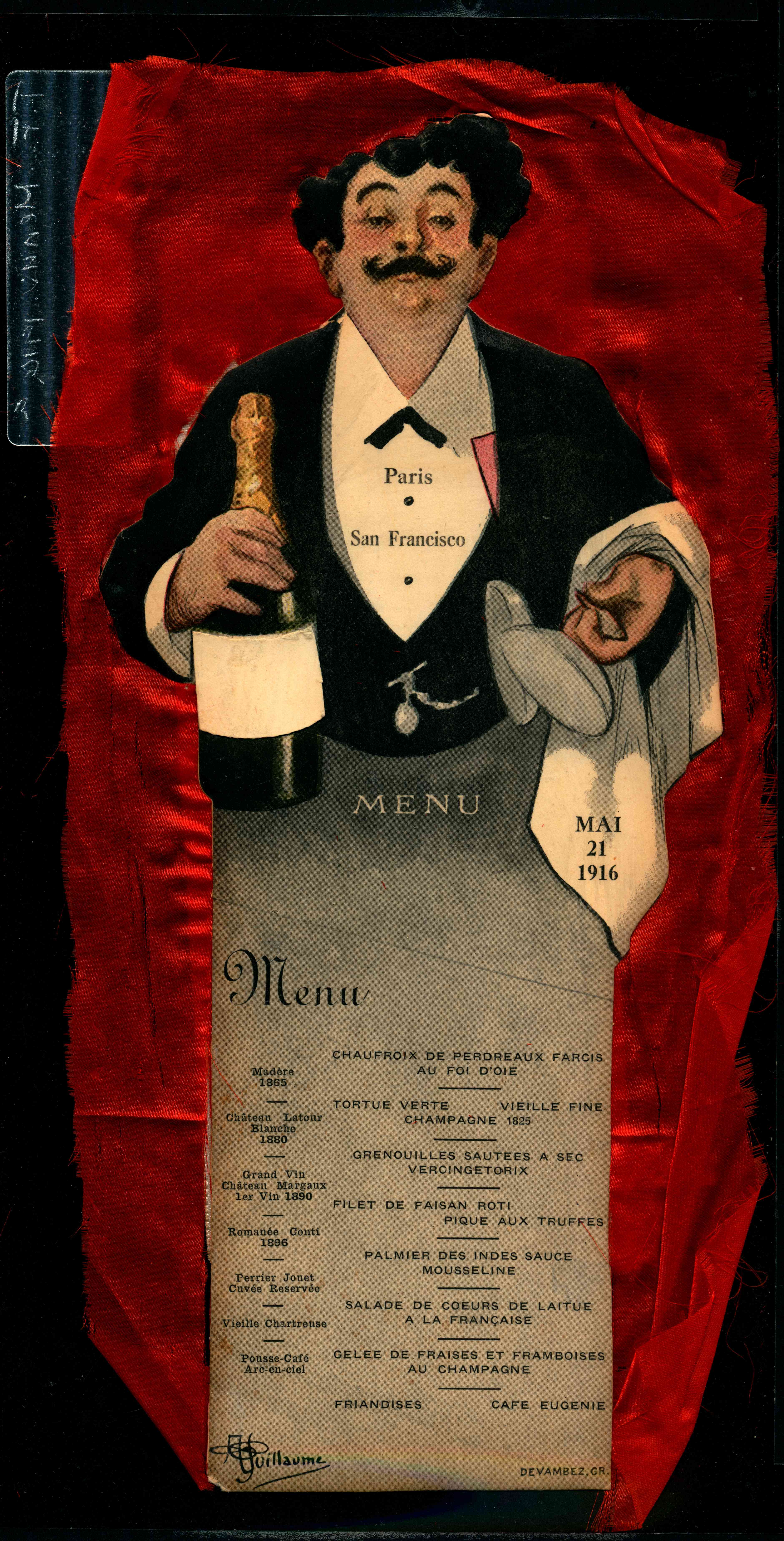 Waiter holding two champagne glasses with a bottle of chanampagne