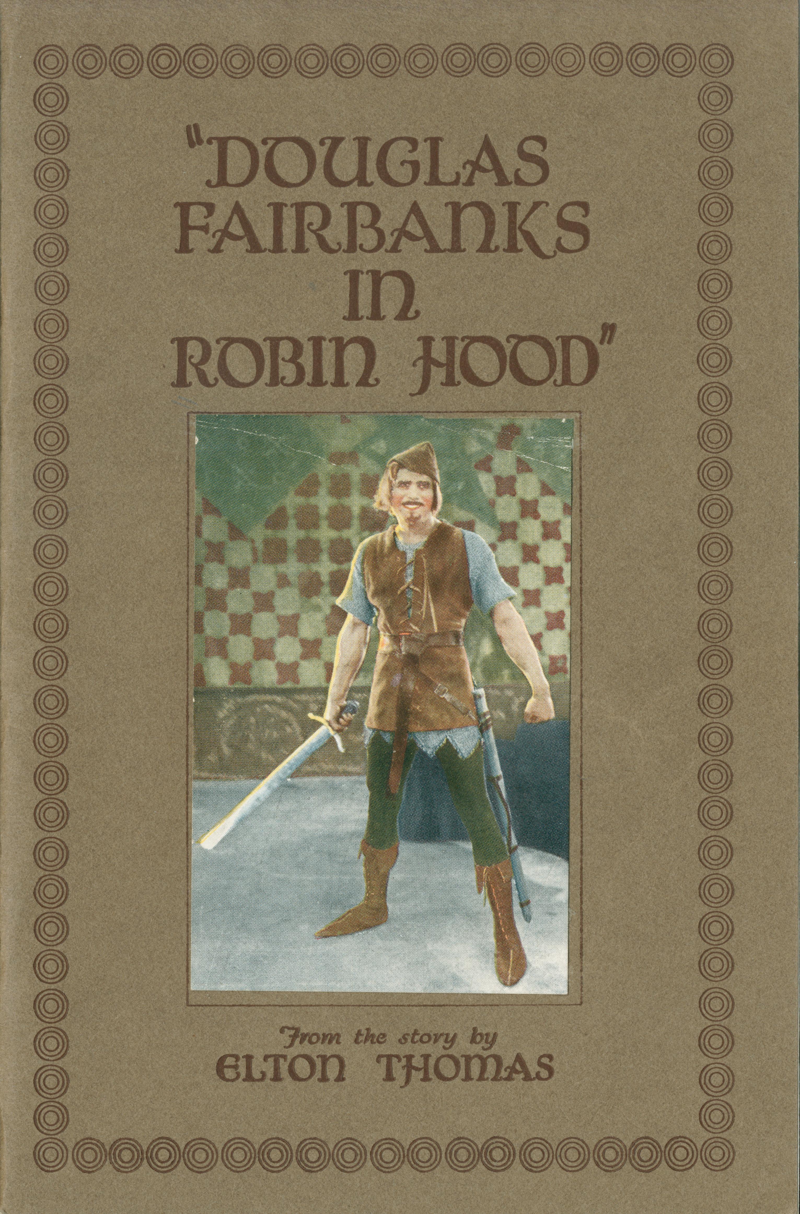 The front cover shows an image of Douglas Fairbanks as Robin Hood