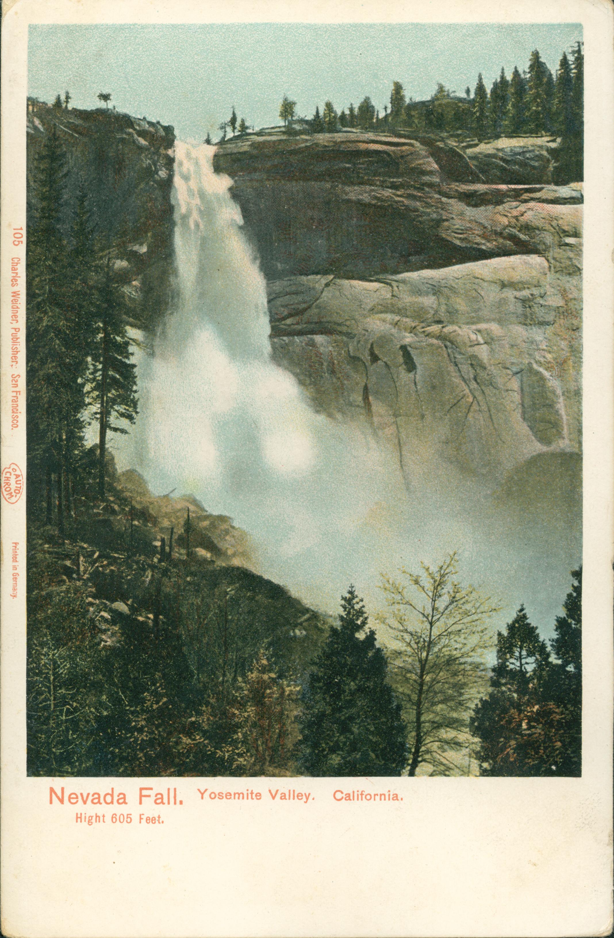 Shows a view of Nevada Falls