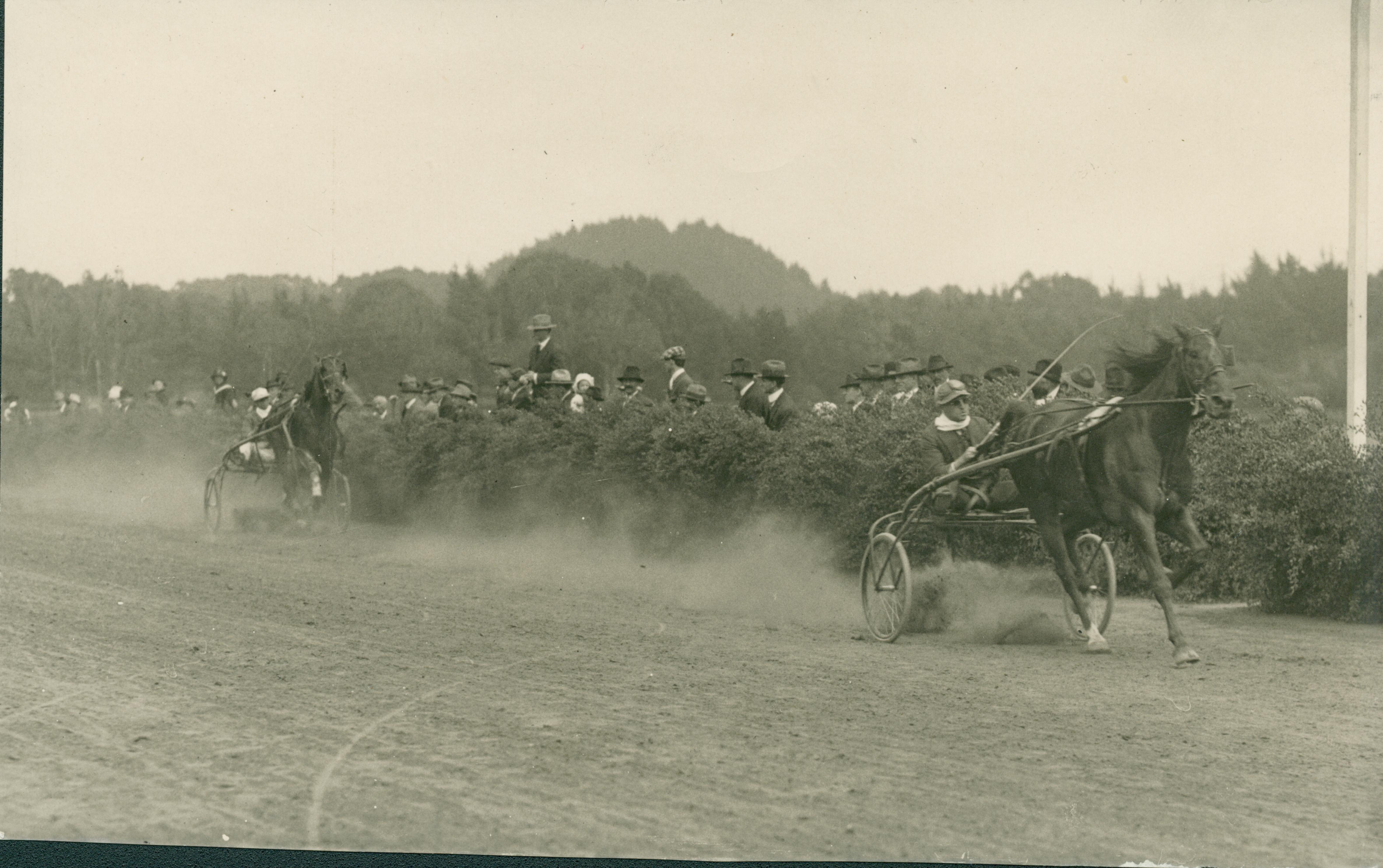 View of two contestants at Stadium Race Track, Golden Gate Park