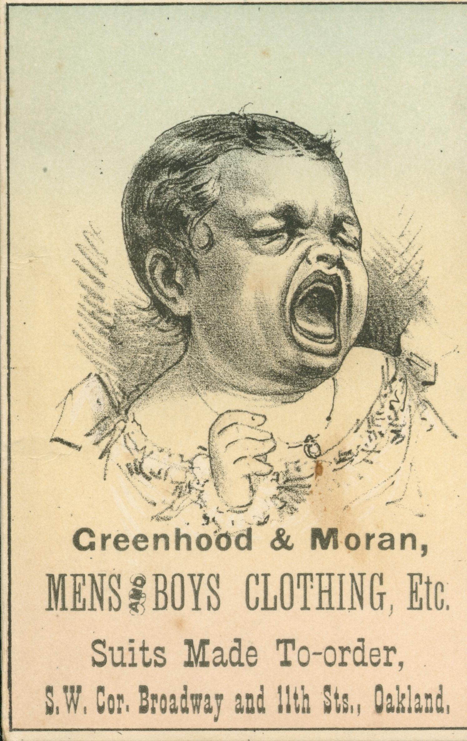 Shows an infant above the company information